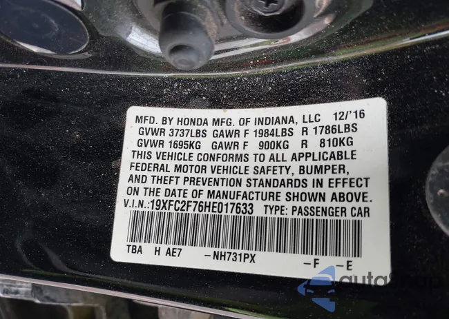 19XFC2F76HE017633: 43231107