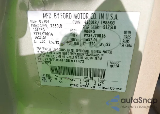 1FMYU04145KA11472: 43231236