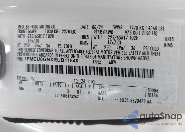 1FMCU0GNXRUB11840: 43231264