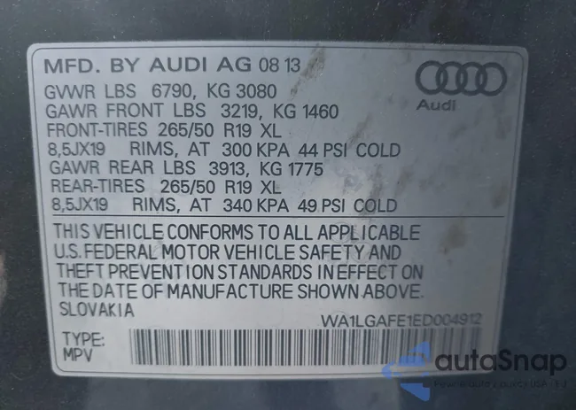 WA1LGAFE1ED004912: 43231292