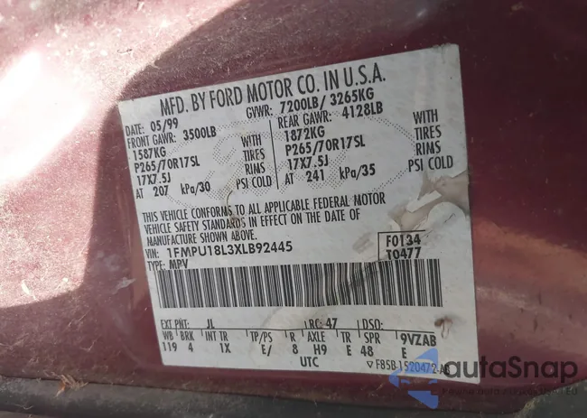 1FMPU18L3XLB92445: 43231308