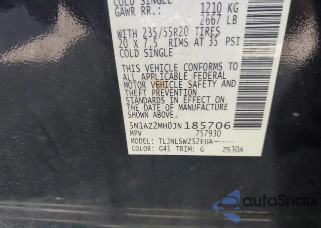 5N1AZ2MH0JN185706: 43231361