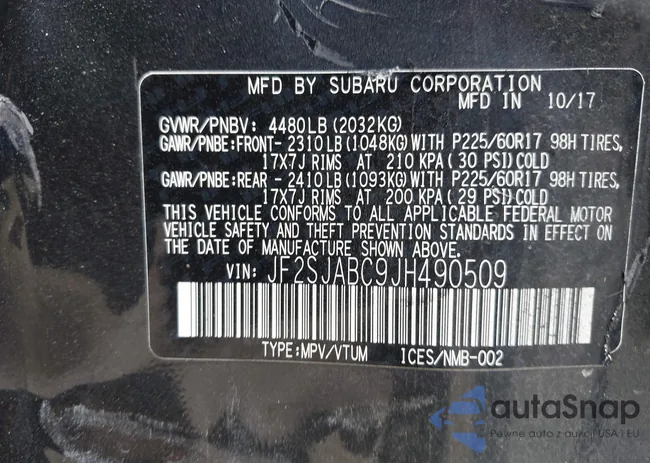 JF2SJABC9JH490509: 43231428