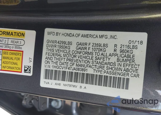 1HGCV1F47JA083891: 43230522