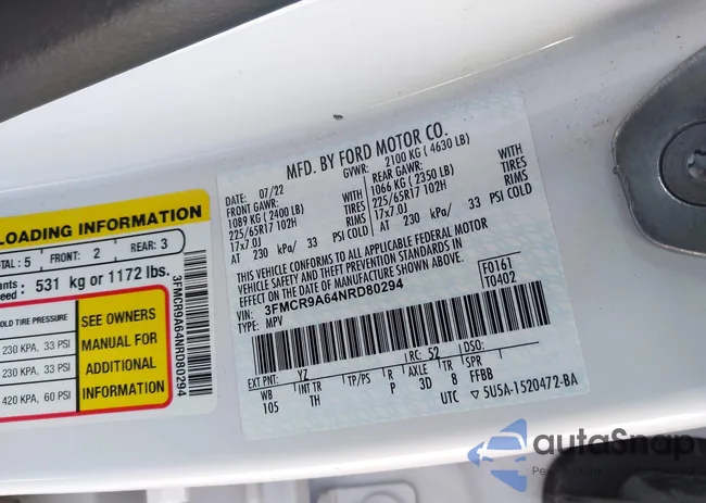 3FMCR9A64NRD80294: 43230560