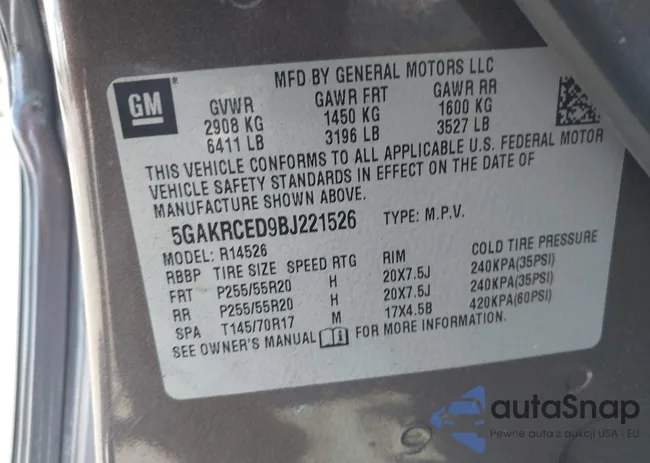 5GAKRCED9BJ221526: 43230562