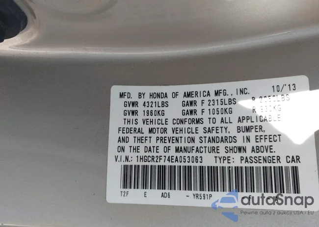 1HGCR2F74EA053063: 43230604