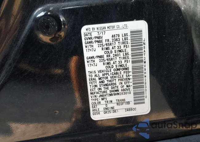 JN8AT2MV9HW283010: 43230625