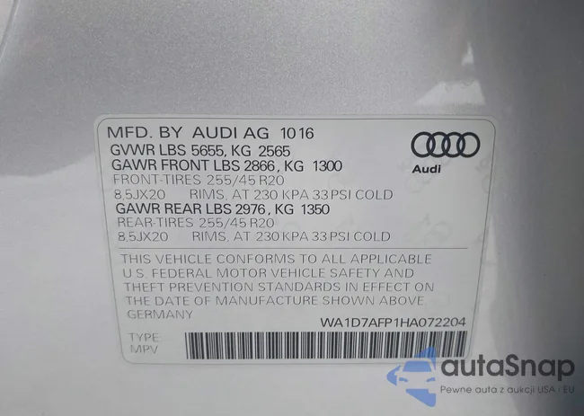 WA1D7AFP1HA072204: 43230671