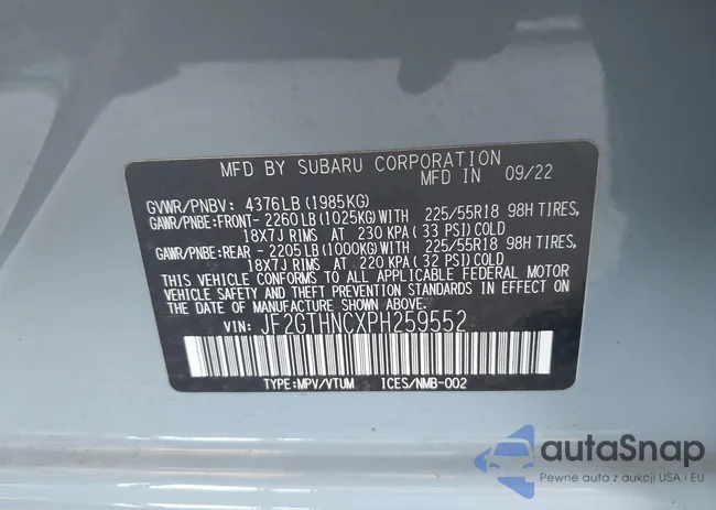 JF2GTHNCXPH259552: 43230748