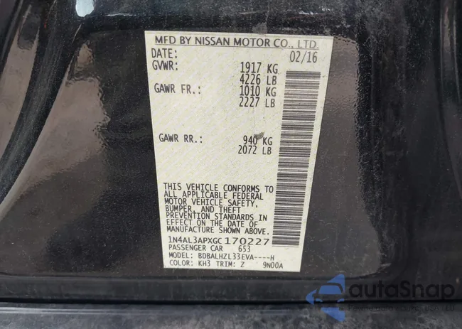 1N4AL3APXGC170227: 43231889