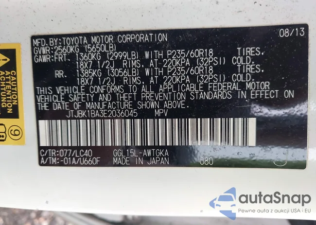 JTJBK1BA3E2036045: 43231919