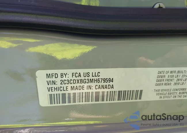 2C3CDXBG3MH679594: 43231961