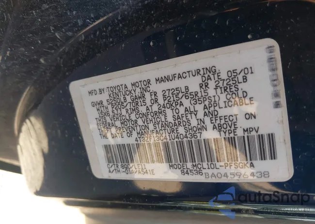 4T3ZF13C41U404367: 43232130