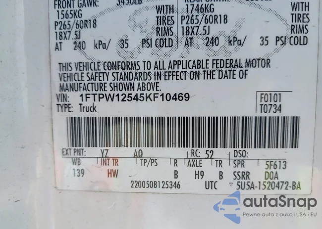 1FTPW12545KF10469: 43232192