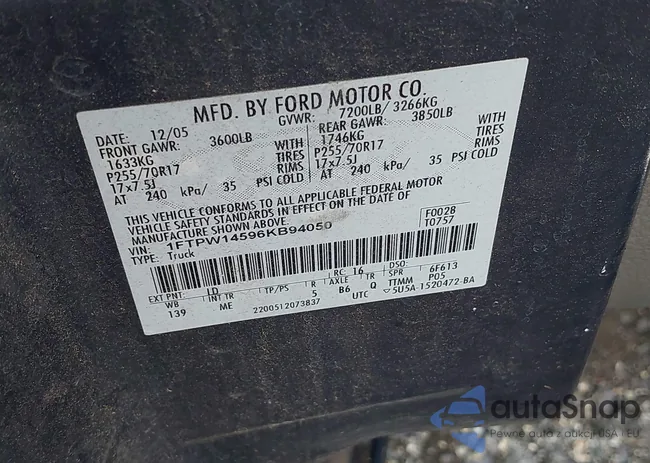 1FTPW14596KB94050: 43232374