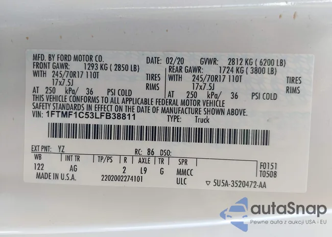 1FTMF1C53LFB38811: 43232385