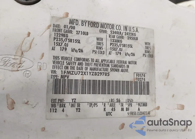 1FMZU72X1YZB29785: 43232435