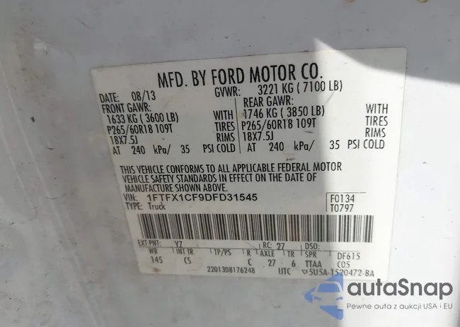 1FTFX1CF9DFD31545: 43231591