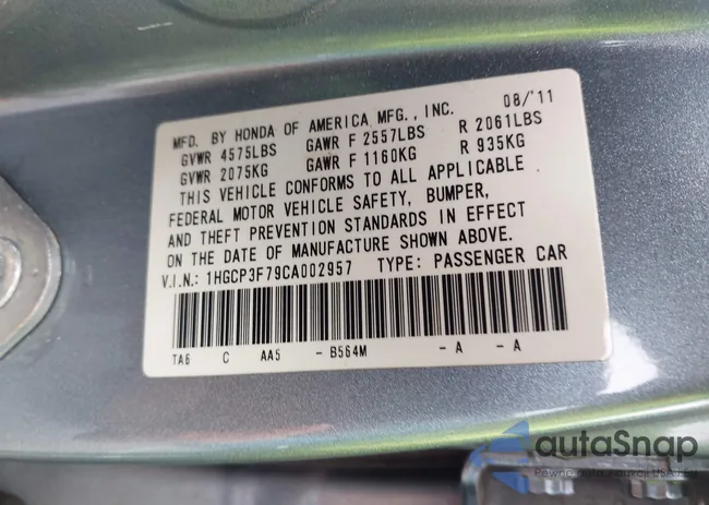 1HGCP3F79CA002957: 43231649