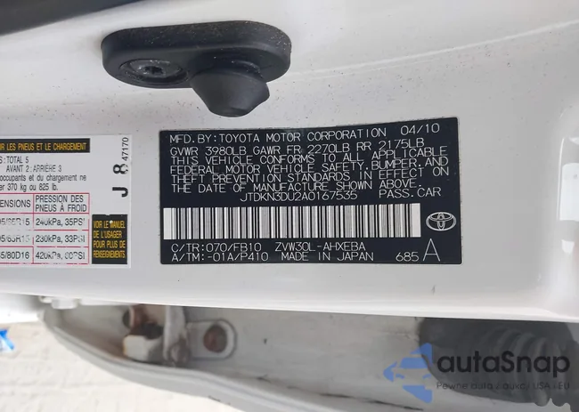 JTDKN3DU2A0167535: 43232877