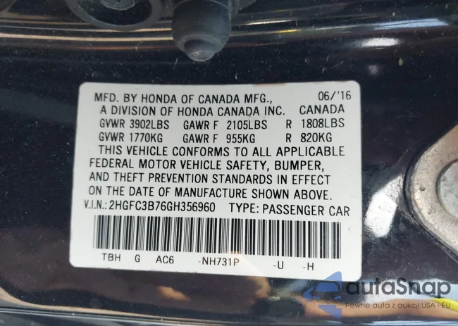 2HGFC3B76GH356960: 43232897