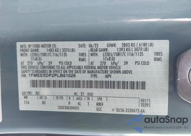 1FMEE5DP2PLB61028: 43232905