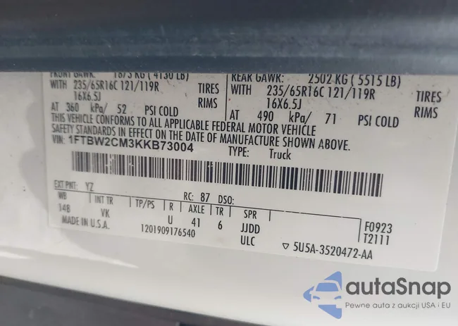 1FTBW2CM3KKB73004: 43233036