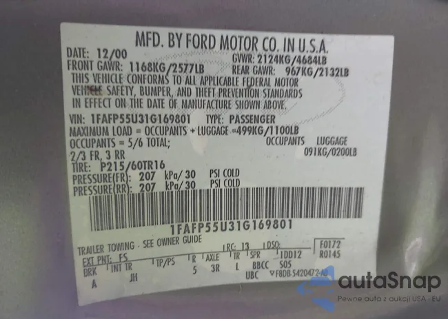 1FAFP55U31G169801: 43233088