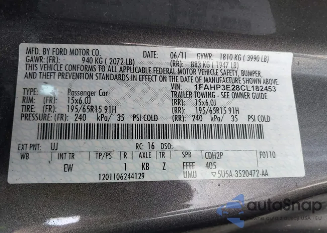 1FAHP3E28CL182453: 43233131