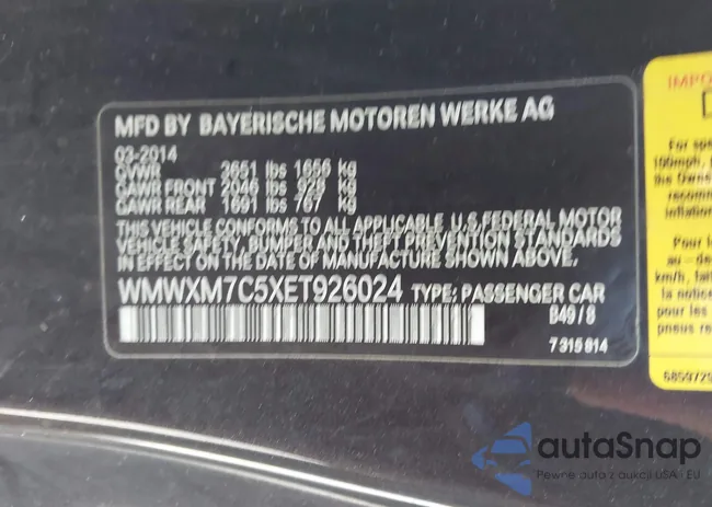 WMWXM7C5XET926024: 43233165