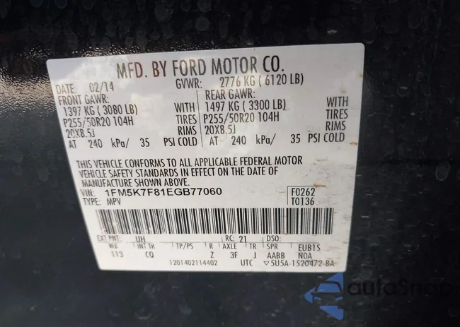 1FM5K7F81EGB77060: 43233279