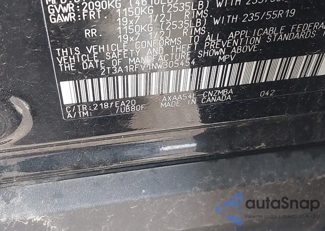 2T3A1RFV1NW305454: 43233318