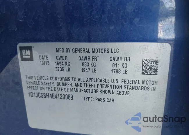 1G1JC5SH4E4129069: 43233330