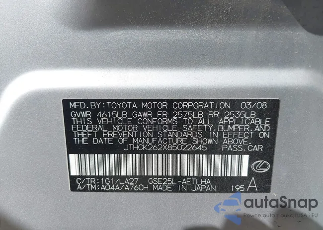 JTHCK262X85022645: 43233376