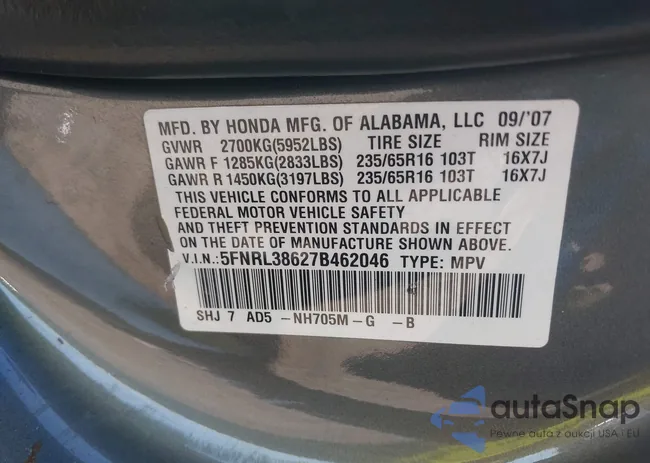 5FNRL38627B462046: 43233391