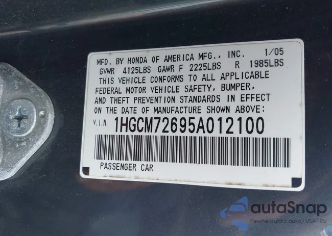 1HGCM72695A012100: 43232505