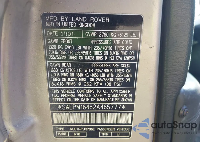 SALPM16462A465777: 43232564