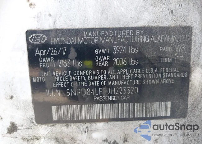 5NPD84LF5JH223320: 43232565