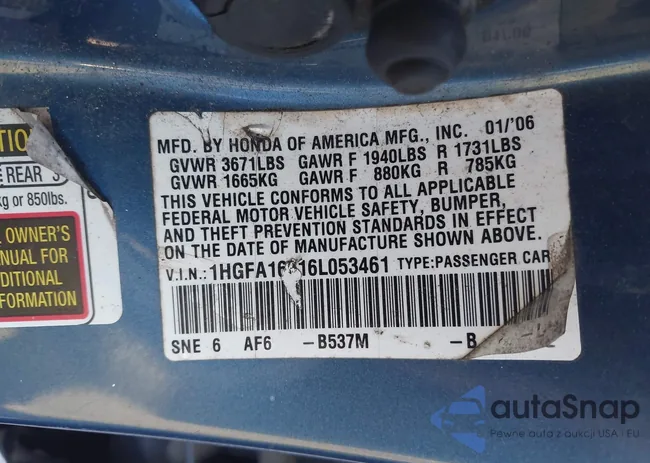 1HGFA16516L053461: 43232609