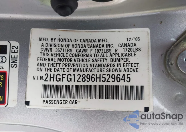 2HGFG12896H529645: 43232706