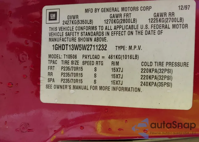 1GHDT13W5W2711232: 43232753