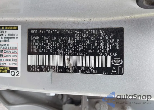 2T1KR32EX5C466217: 43232797