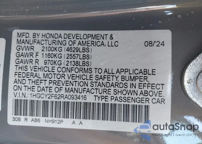 1HGCY2F62RA093416: 43232855