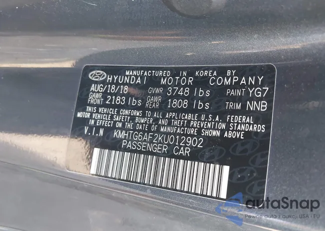 KMHTG6AF2KU012902: 43233933