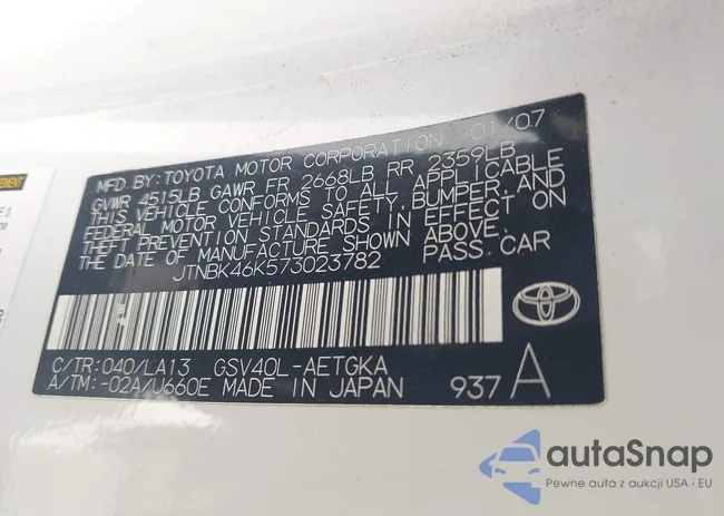 JTNBK46K573023782: 43233971