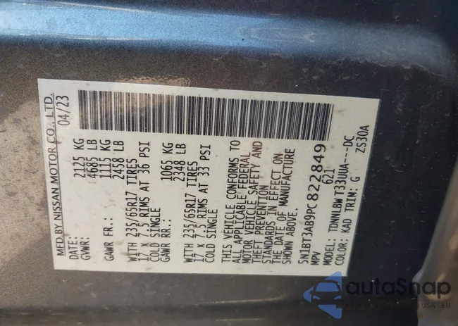 5N1BT3AB9PC822849: 43234009