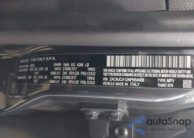 ZACNJCA12NPN54408: 43234021