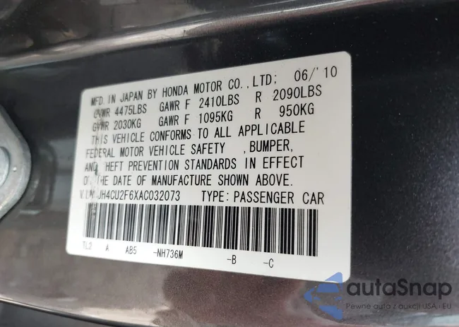 JH4CU2F6XAC032073: 43234022