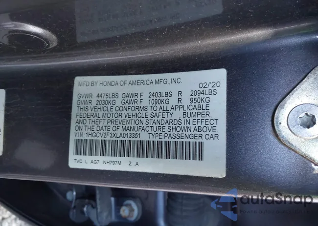 1HGCV2F3XLA013351: 43234097